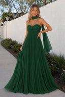 Dark Green Sweetheart Chiffon A Line Long Formal Dress | KISSPROM