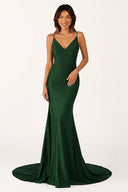 Dark Green V-Neck Mermaid Beaded Backless Long Formal Dress | KISSPROM