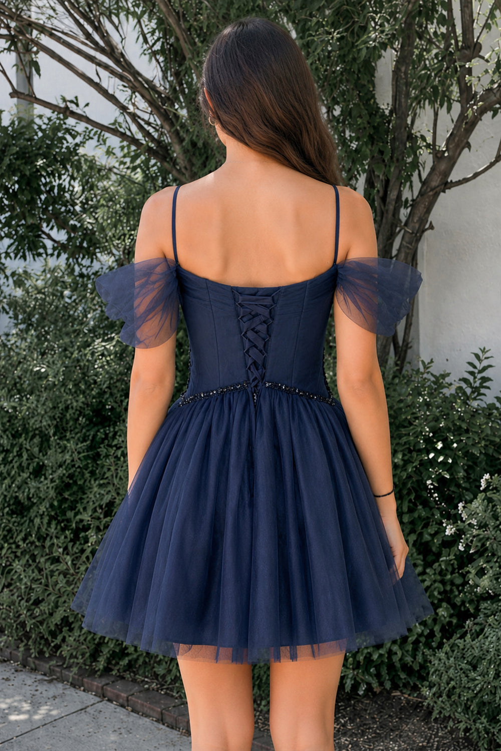 A-line V Neck Tulle Homecoming Dresses - KissProm