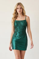 Dark Green Scoop Neck Short Tight Homecoming Dresses with Beading- KISSPROM