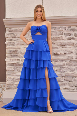 A-Line Strapless Strapless Layered Chiffon Sleeveless Formal Prom Dress – Prom Dresses by KissProm | Available at KissProm