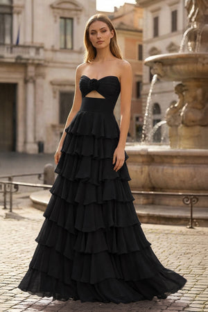 A-Line Sweetheart Layered Chiffon Sleeveless Formal Prom Dress - KISSPROM PROM DRESSES