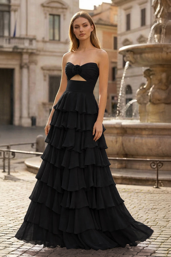 A-Line Sweetheart Layered Chiffon Sleeveless Formal Prom Dress - KISSPROM PROM DRESSES