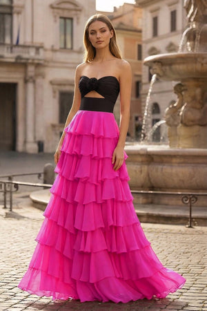 A-Line Sweetheart Layered Chiffon Sleeveless Formal Prom Dress - KISSPROM PROM DRESSES