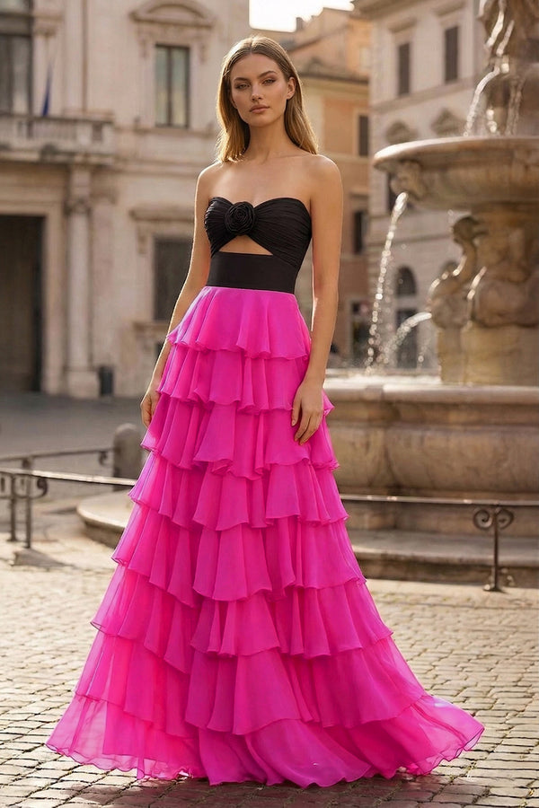 A-Line Sweetheart Layered Chiffon Sleeveless Formal Prom Dress - KISSPROM PROM DRESSES