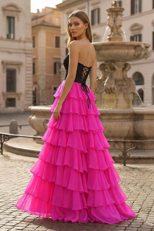 A-Line Sweetheart Layered Chiffon Sleeveless Formal Prom Dress - KISSPROM PROM DRESSES