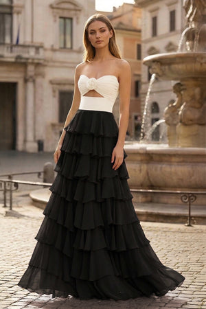 A-Line Sweetheart Layered Chiffon Sleeveless Formal Prom Dress - KISSPROM PROM DRESSES