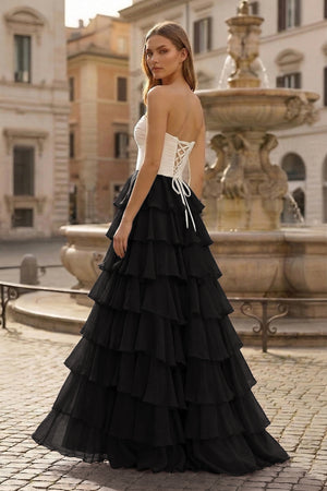 A-Line Sweetheart Layered Chiffon Sleeveless Formal Prom Dress - KISSPROM PROM DRESSES