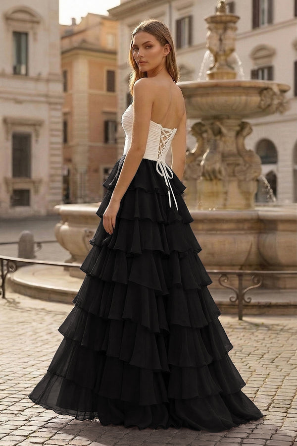 A-Line Sweetheart Layered Chiffon Sleeveless Formal Prom Dress - KISSPROM PROM DRESSES
