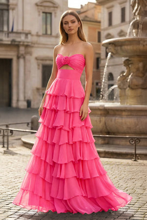 A-Line Sweetheart Layered Chiffon Sleeveless Formal Prom Dress - KISSPROM PROM DRESSES