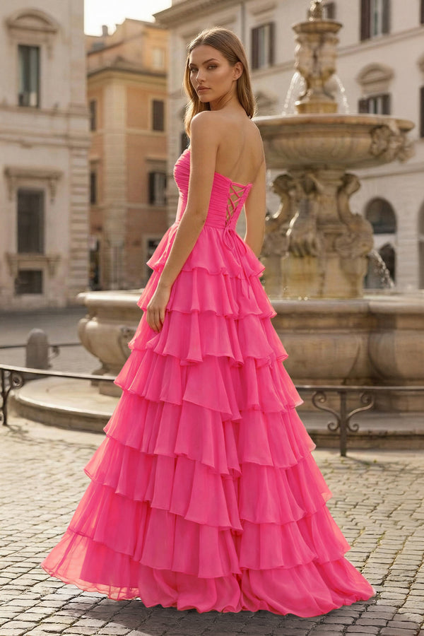 A-Line Sweetheart Layered Chiffon Sleeveless Formal Prom Dress - KISSPROM PROM DRESSES