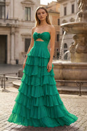 A-Line Sweetheart Layered Chiffon Sleeveless Formal Prom Dress - KISSPROM PROM DRESSES
