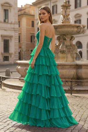 A-Line Sweetheart Layered Chiffon Sleeveless Formal Prom Dress - KISSPROM PROM DRESSES