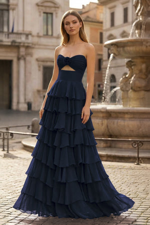 A-Line Sweetheart Layered Chiffon Sleeveless Formal Prom Dress - KISSPROM PROM DRESSES