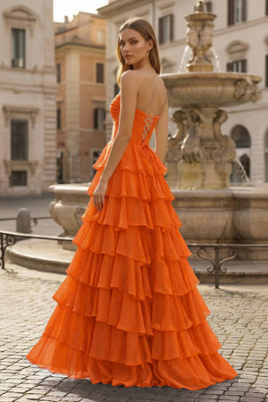 A-Line Sweetheart Layered Chiffon Sleeveless Formal Prom Dress - KISSPROM PROM DRESSES
