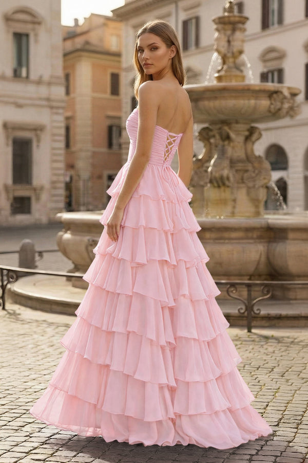 A-Line Sweetheart Layered Chiffon Sleeveless Formal Prom Dress - KISSPROM PROM DRESSES