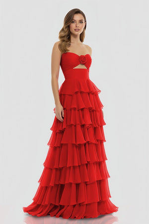 A-Line Sweetheart Layered Chiffon Sleeveless Formal Prom Dress - KISSPROM PROM DRESSES