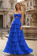 A-Line Sweetheart Layered Chiffon Sleeveless Formal Prom Dress - KISSPROM PROM DRESSES