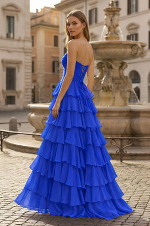 A-Line Sweetheart Layered Chiffon Sleeveless Formal Prom Dress - KISSPROM PROM DRESSES