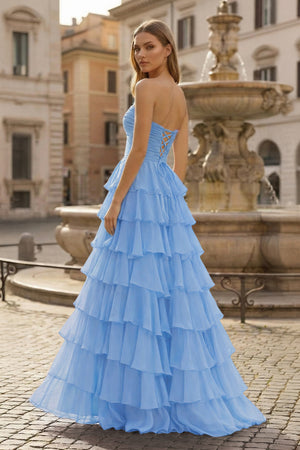 A-Line Sweetheart Layered Chiffon Sleeveless Formal Prom Dress - KISSPROM PROM DRESSES
