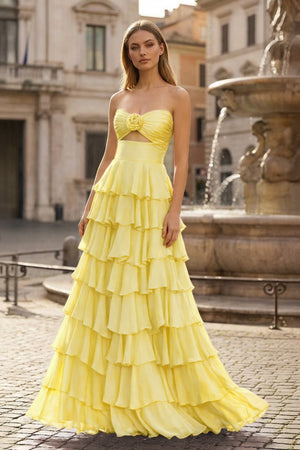A-Line Sweetheart Layered Chiffon Sleeveless Formal Prom Dress - KISSPROM PROM DRESSES