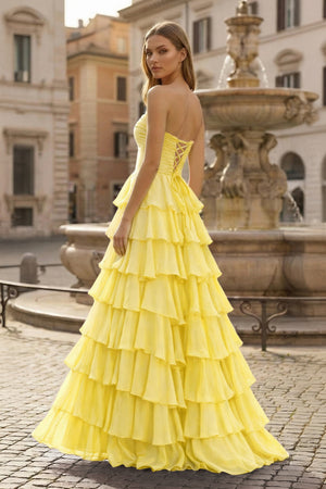 A-Line Sweetheart Layered Chiffon Sleeveless Formal Prom Dress - KISSPROM PROM DRESSES