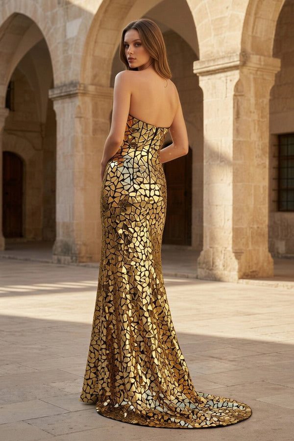 Sparkly Halter Mermaid Sequins Prom Dress With Split - KissProm