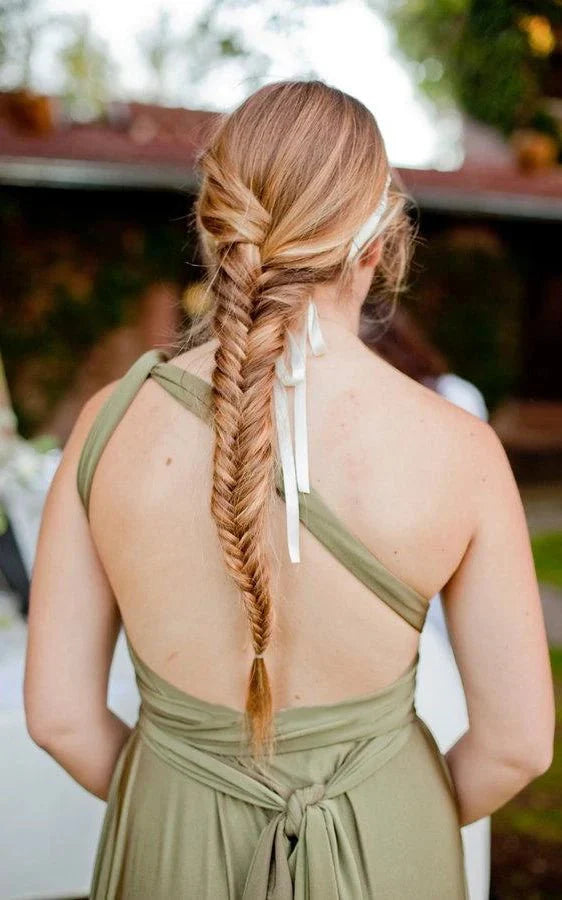 Jersey Simple Garden Bridesmaid Dress with Open Back and Sash - KissProm
