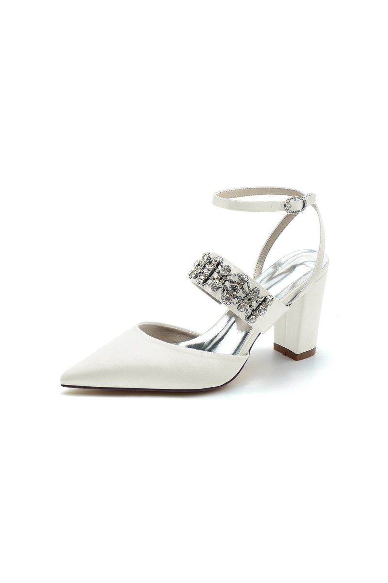 Black Satin Pump with Sparkling Silver Accent - KissProm