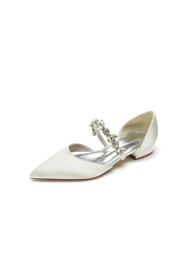 Rhinestone Pointed Toe Low Heels - KissProm