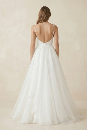 A Line Sleeveless Chiffon Deep V Neck Simple Long Beach Wedding Dress – Wedding Dresses by KissProm | Available at KissProm