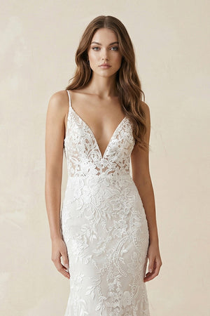 Bohemian Full Body Lace Mermaid Sexy Hip Wrap Wedding Dress Spaghetti Straps with Backless – Wedding Dresses by KissProm | Available at KissProm