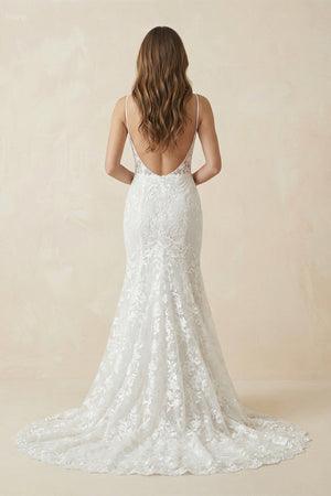 Bohemian Full Body Lace Mermaid Sexy Hip Wrap Wedding Dress Spaghetti Straps with Backless – Wedding Dresses by KissProm | Available at KissProm