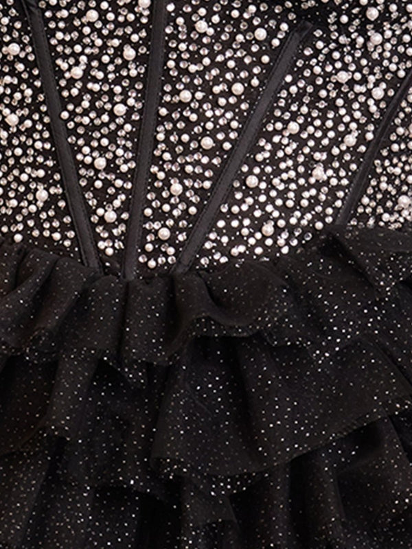 Delia |A Line Off the Shoulder Beaded Homecoming Dress with Feathers