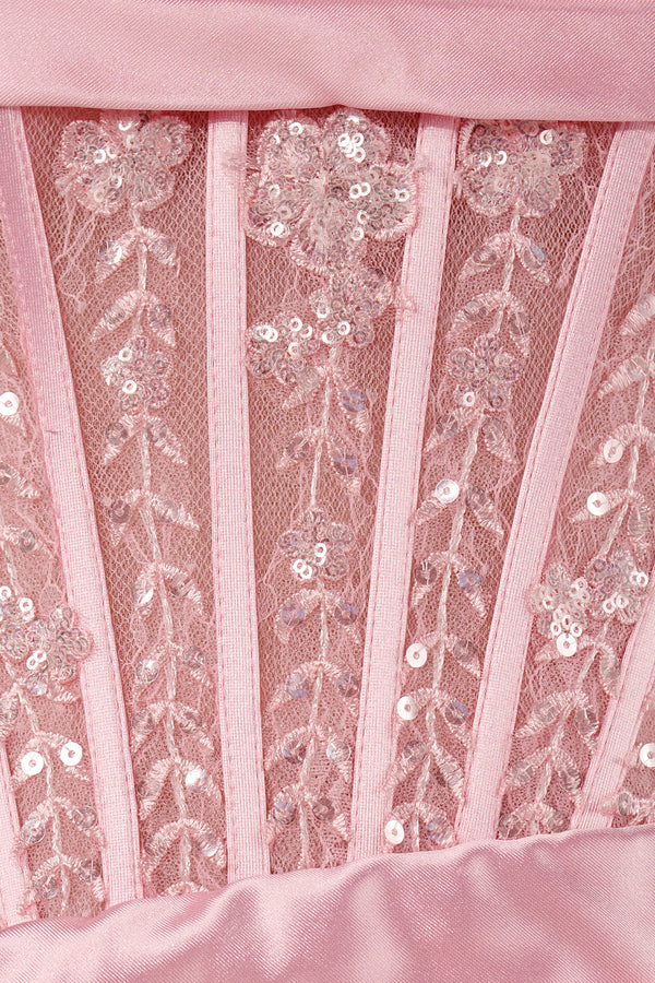 Delmira | Pink - Strapless Bodycon Satin Pleated Short Homecoming Dresses With Beading