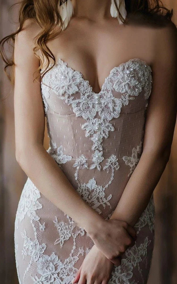 Detachable Floral Princess A-Line Boho Lace Wedding Dress Elegant Chic