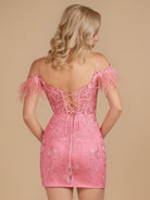 Detachable Off-the-Shoulder Feathers Appliques Sexy Fitted Homecoming Dress