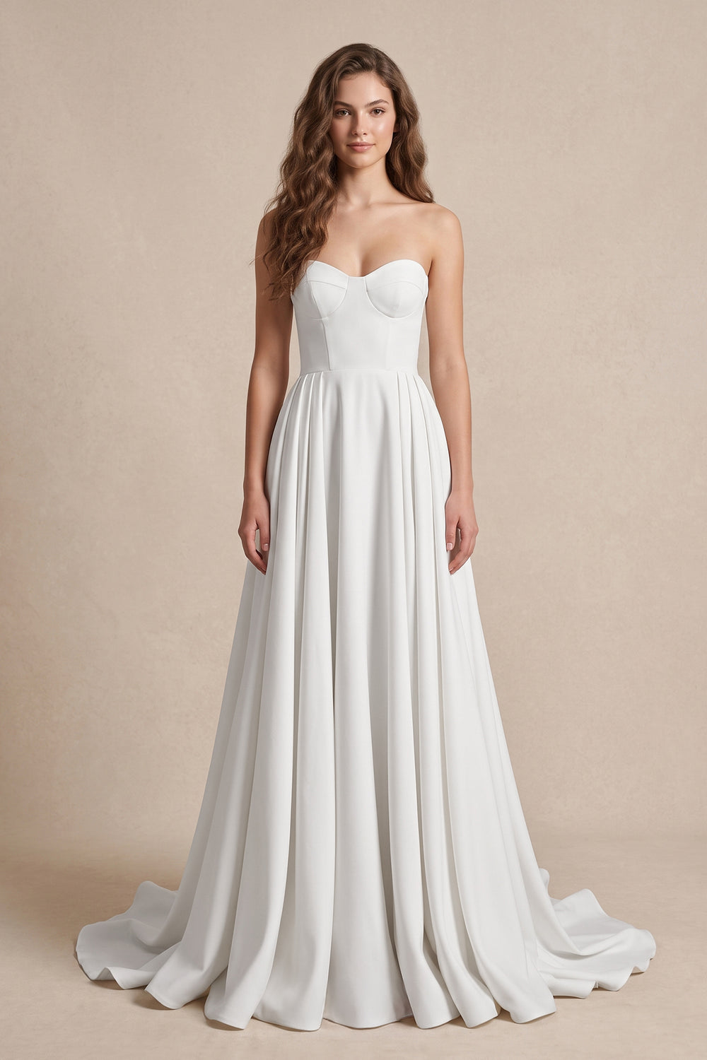 Diamond White Ball Gown Sweetheart Satin Wedding Dresses - KISSPROM
