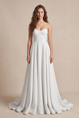 Diamond White Ball Gown Sweetheart Satin Wedding Dresses - KISSPROM