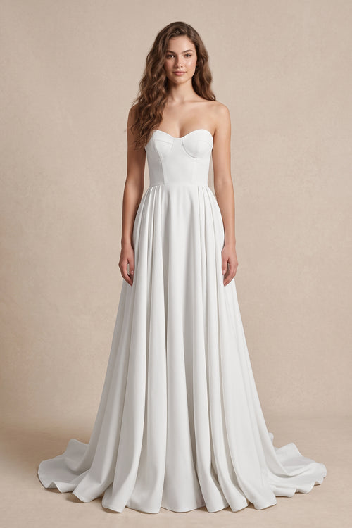 Diamond White Ball Gown Sweetheart Satin Wedding Dresses - KISSPROM