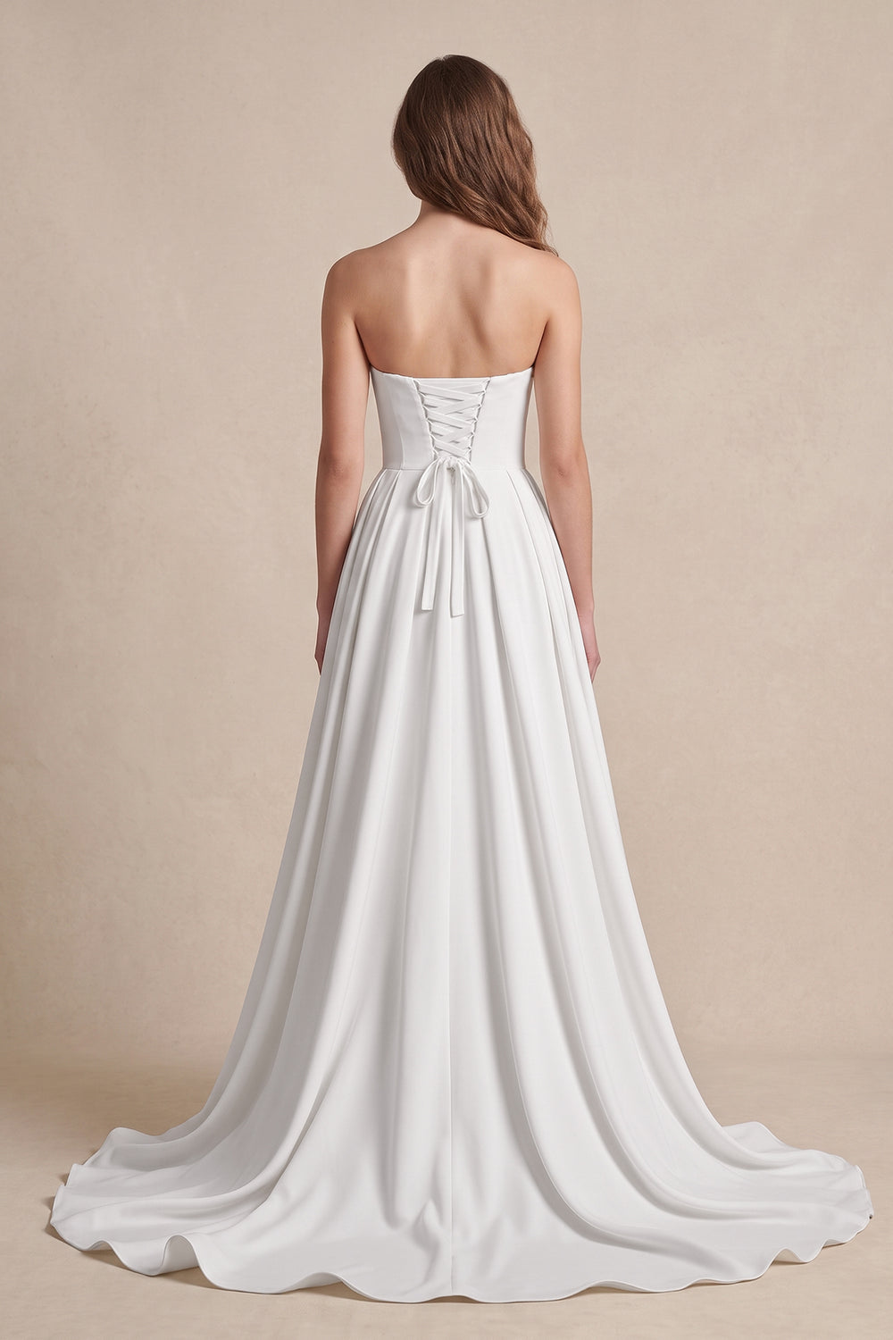 Diamond White Ball Gown Sweetheart Satin Wedding Dresses - KISSPROM