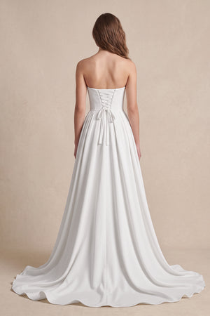 Diamond White Ball Gown Sweetheart Satin Wedding Dresses - KISSPROM