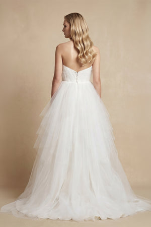 Strapless Sweetheart Backless A Line Strapless Tulle Long Wedding Dresses – Wedding Dresses by KissProm | Available at KissProm