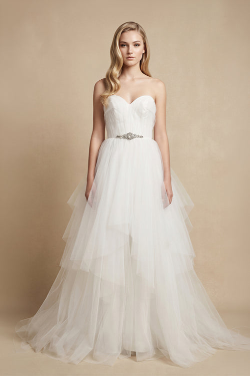 Strapless Sweetheart Backless A Line Strapless Tulle Long Wedding Dresses – Wedding Dresses by KissProm | Available at KissProm