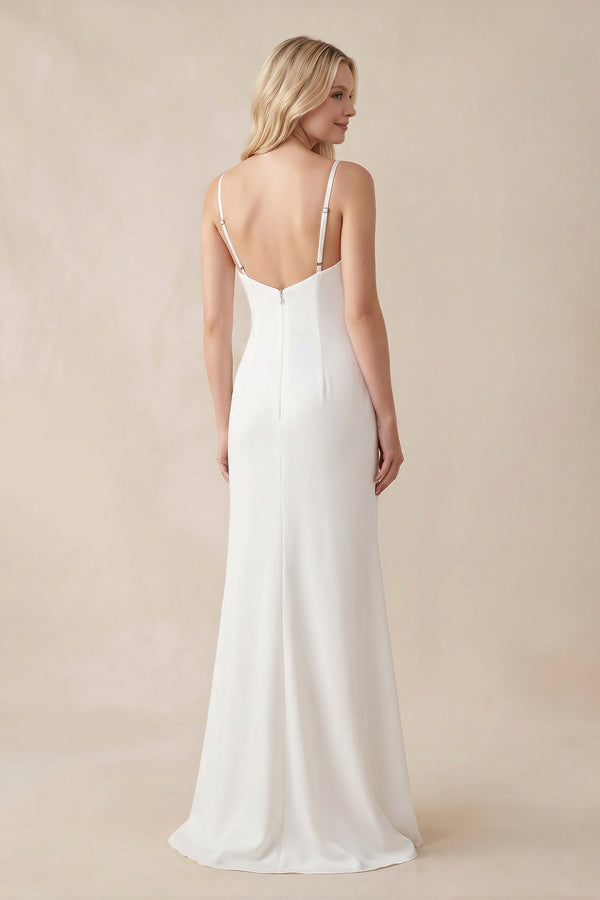 Spaghetti Straps V-neck Simple Beach Wedding Dress– Wedding Dresses by KissProm | Available at KissProm