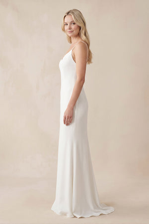 Spaghetti Straps V-neck Simple Beach Wedding Dress– Wedding Dresses by KissProm | Available at KissProm