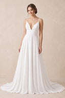 Diamond White A-line Spaghetti Straps Lace Appliques Simple Wedding Dress | KISSPROM