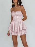 Dione | Pink - A Line Sweetheart Corset Ruffles Short Homecoming Dresses - KissProm