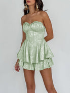 Dione | Sage - A Line Sweetheart Corset Ruffles Short Homecoming Dresses - KissProm