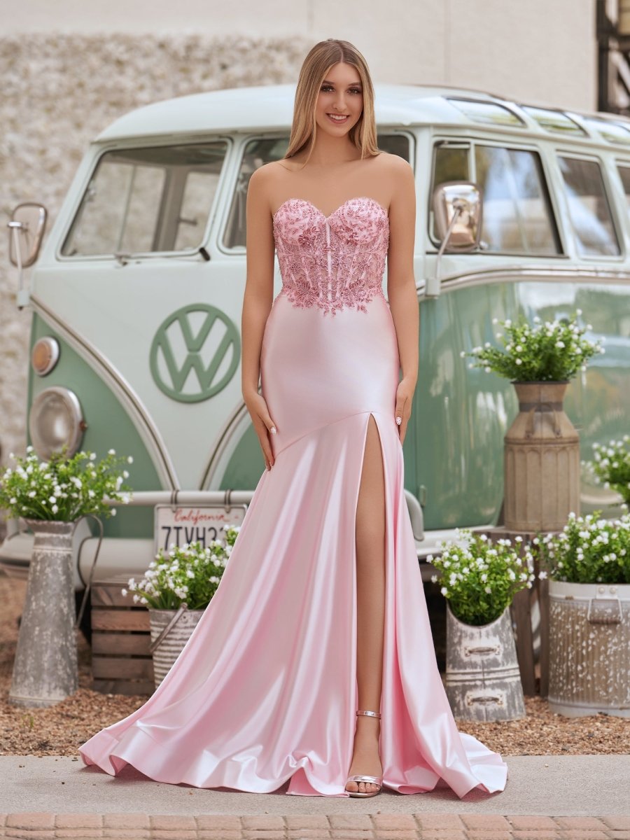 Mermaid Sweetheart Lace Satin Black Prom Dress with Slit Black / 18 Mermaid Sweetheart Lace Satin Black Prom Dress with Slit Black / 18